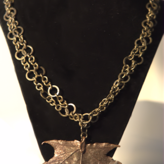 bronze pressed leaf on chain